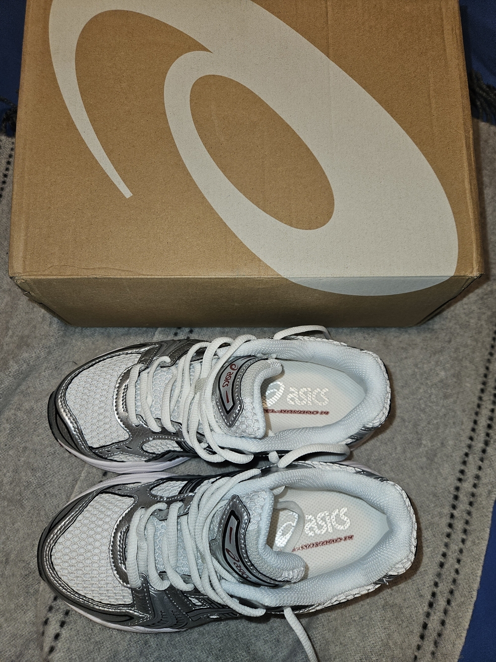 ASICS Kids' White and Silver Running Shoes
